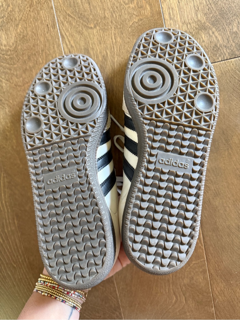 adidas White Leather & Gray Suede Sneakers with Black Stripes - Picture 7 of 7